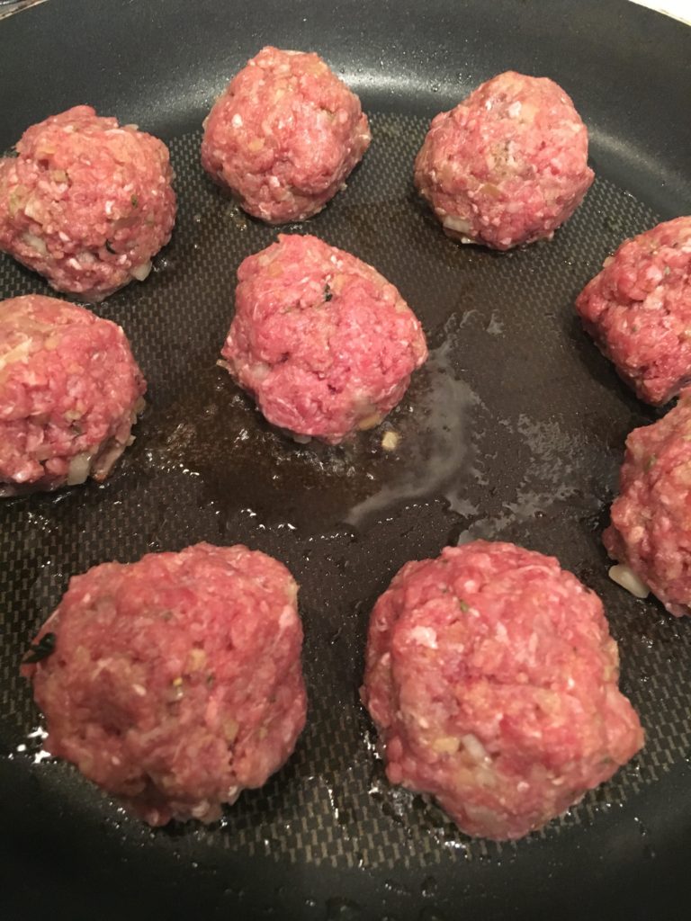 Frying meatballs