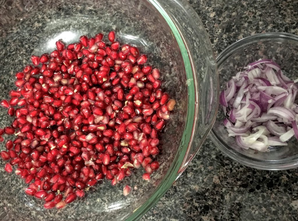 Pomegranate and Mini Pearl Red Onions
