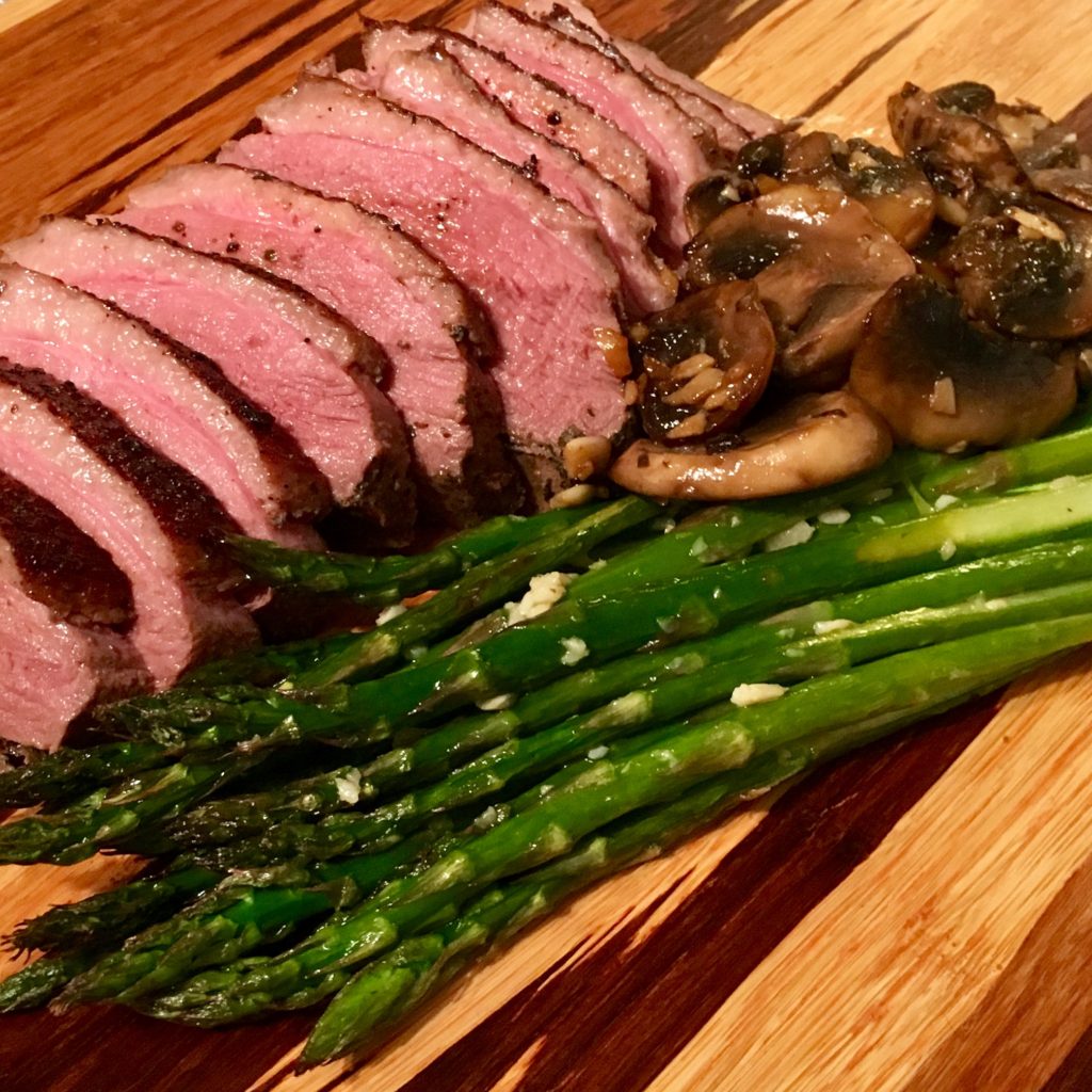 Duck Magret with Asparagus and Mushrooms
